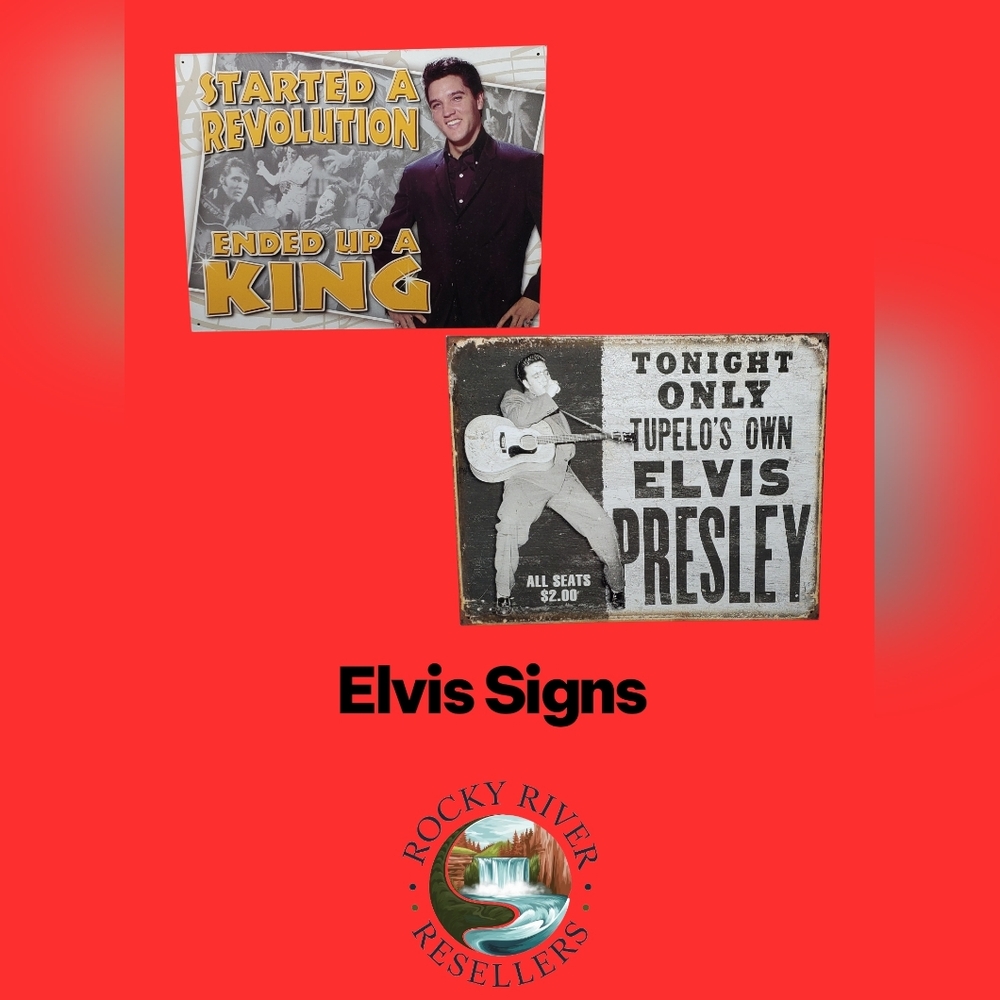 Elvis Signs (2) | Material: Tin | Size: 16" x 12.5" | RRR Collectibles